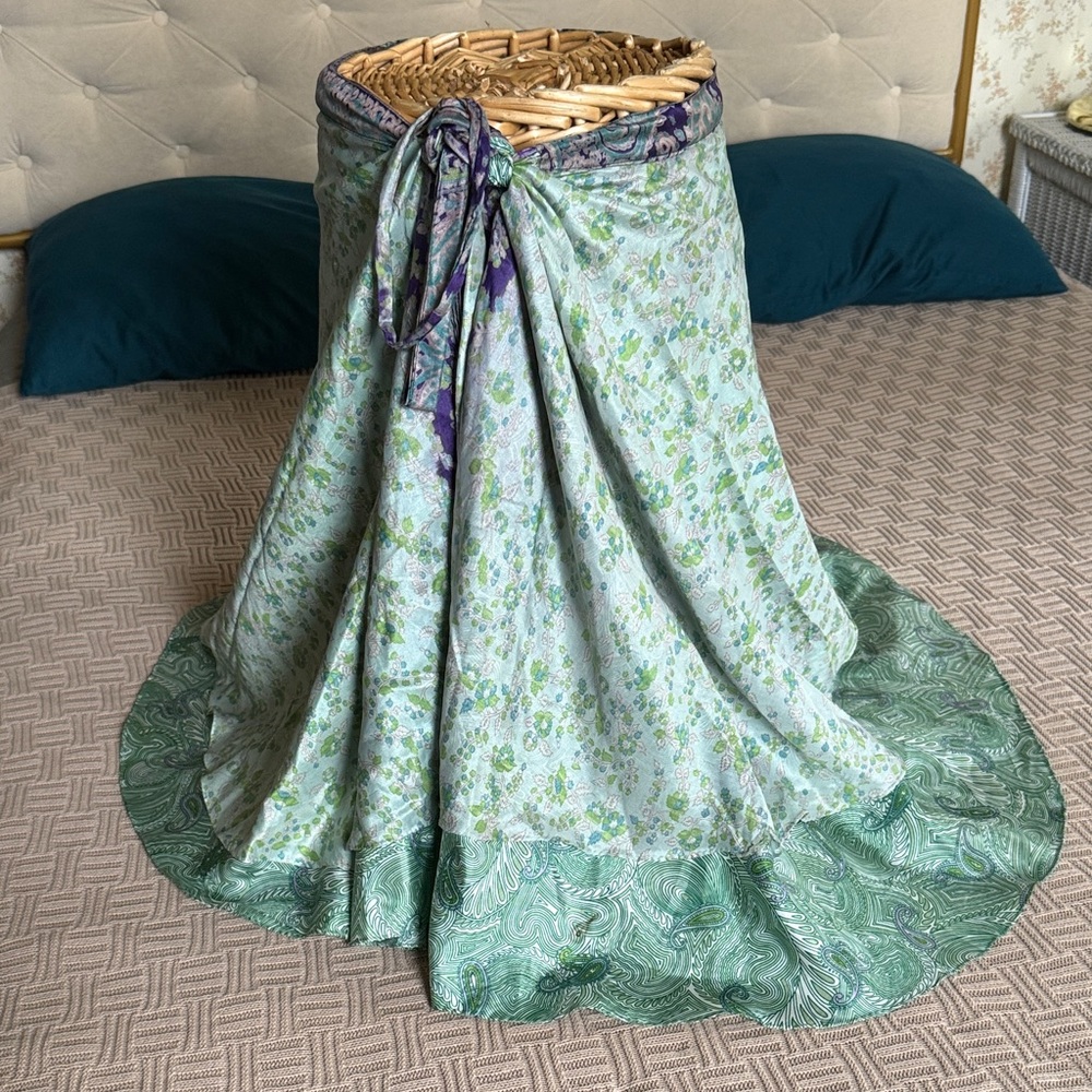 Light Green Paisley Wrap Skirt
